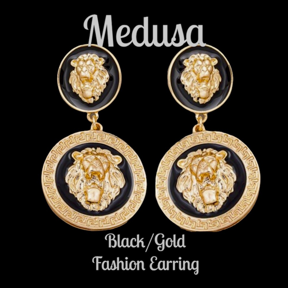 🆕Luxe ”Medusa” Black/Gold Fashion Statement Jewelry